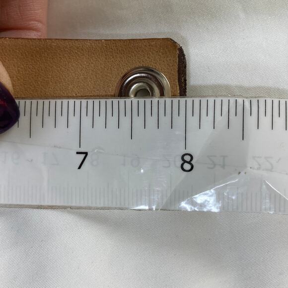 Upcycled crystal leather cuff bracelet made from glove tanned cowhide belt - Picture 5 of 7